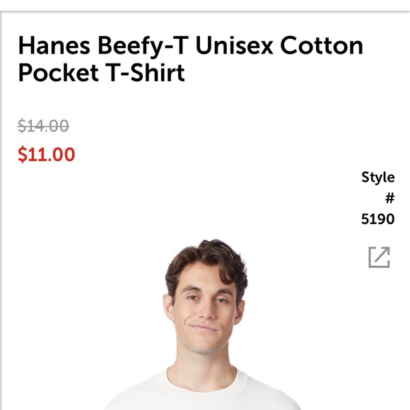 Lot of 5 NEW Hanes Beefy-T Unisex Cotton Pocket T-Shirt SIZE M Color White - Picture 3 of 6